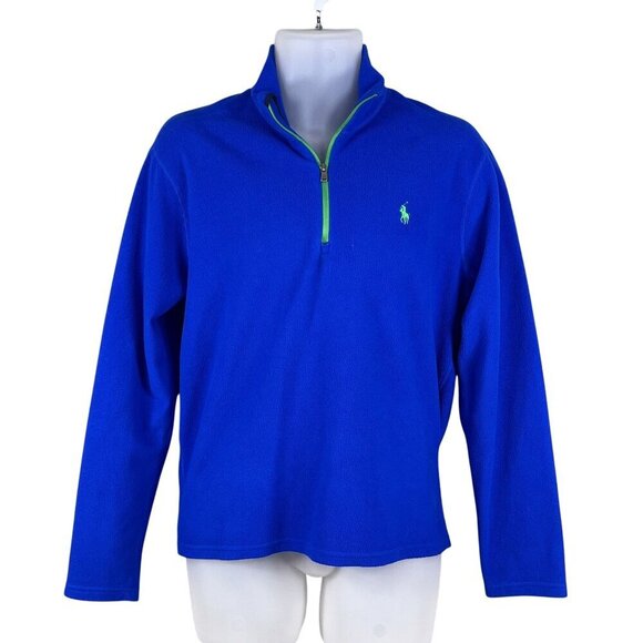 Polo Ralph Lauren Performance Men M 1/4 Zip Fleece Blue Pullover Logo Athleisure - Picture 5 of 13